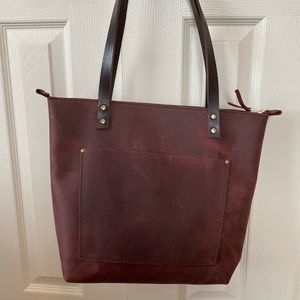 Portland Leather Goods Medium Zippered Tote NEW